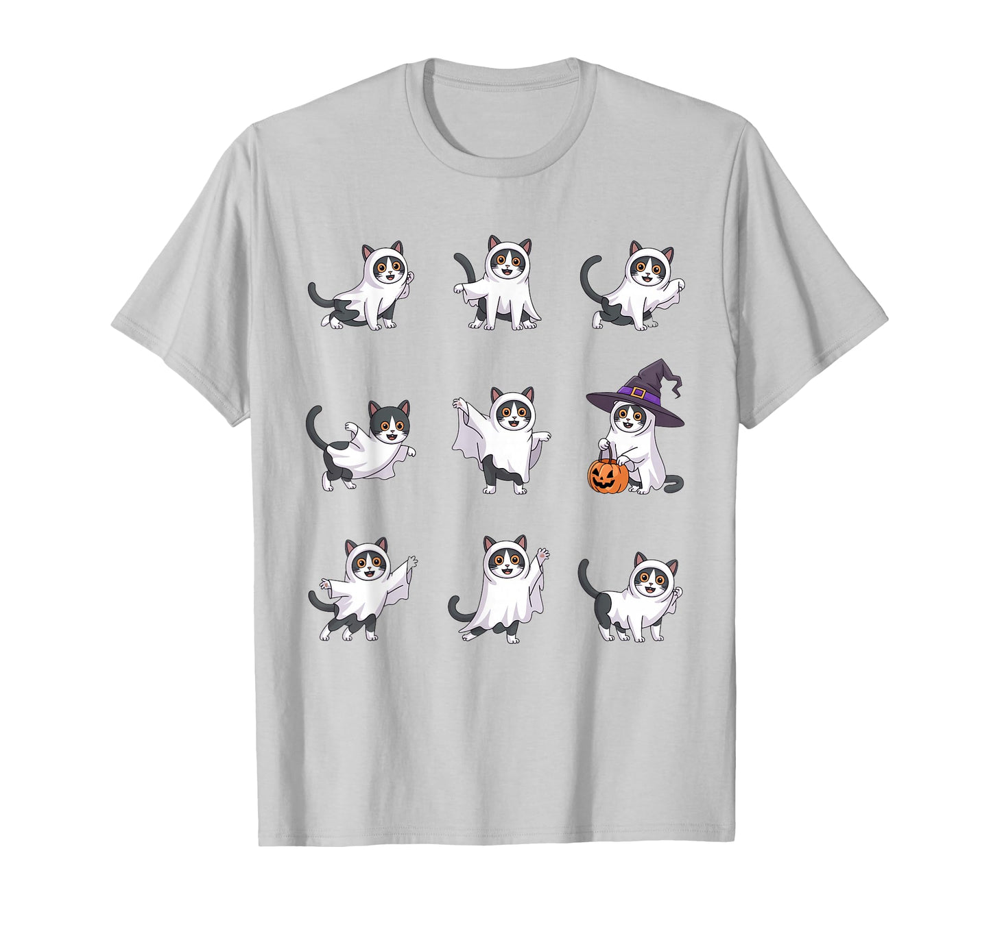 Cute Ghost Cat Funny Halloween Outfit Costumes Black Cat T-Shirt