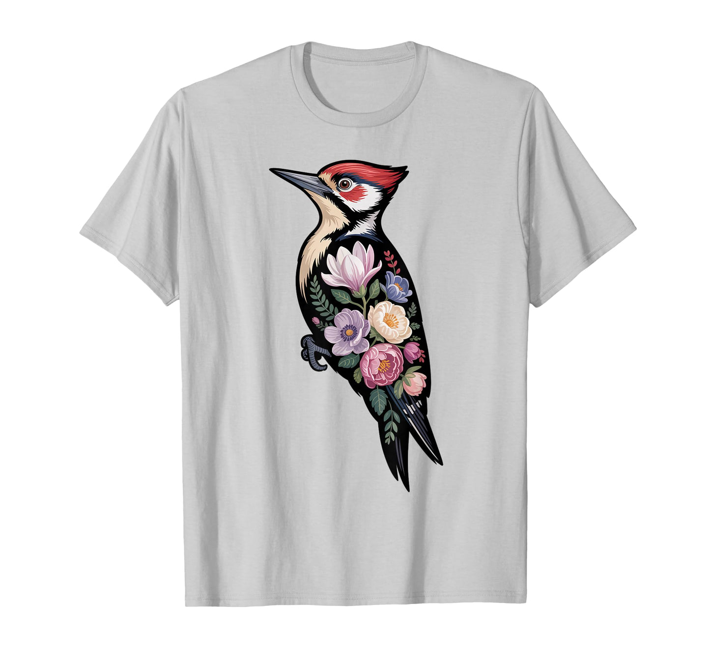 Floral Woodpecker Bird Lover Birding Enthusiasts Men Women T-Shirt