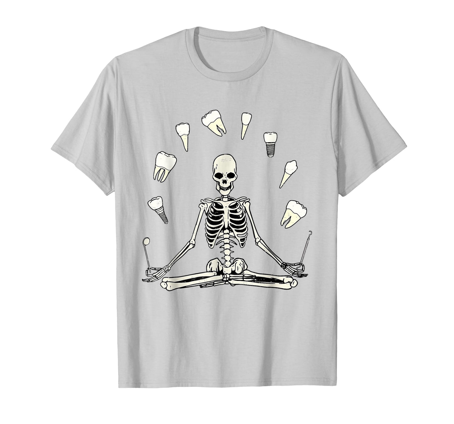 Funny Skeleton Yoga Dental Hygienist Tooth Dentist Halloween T-Shirt