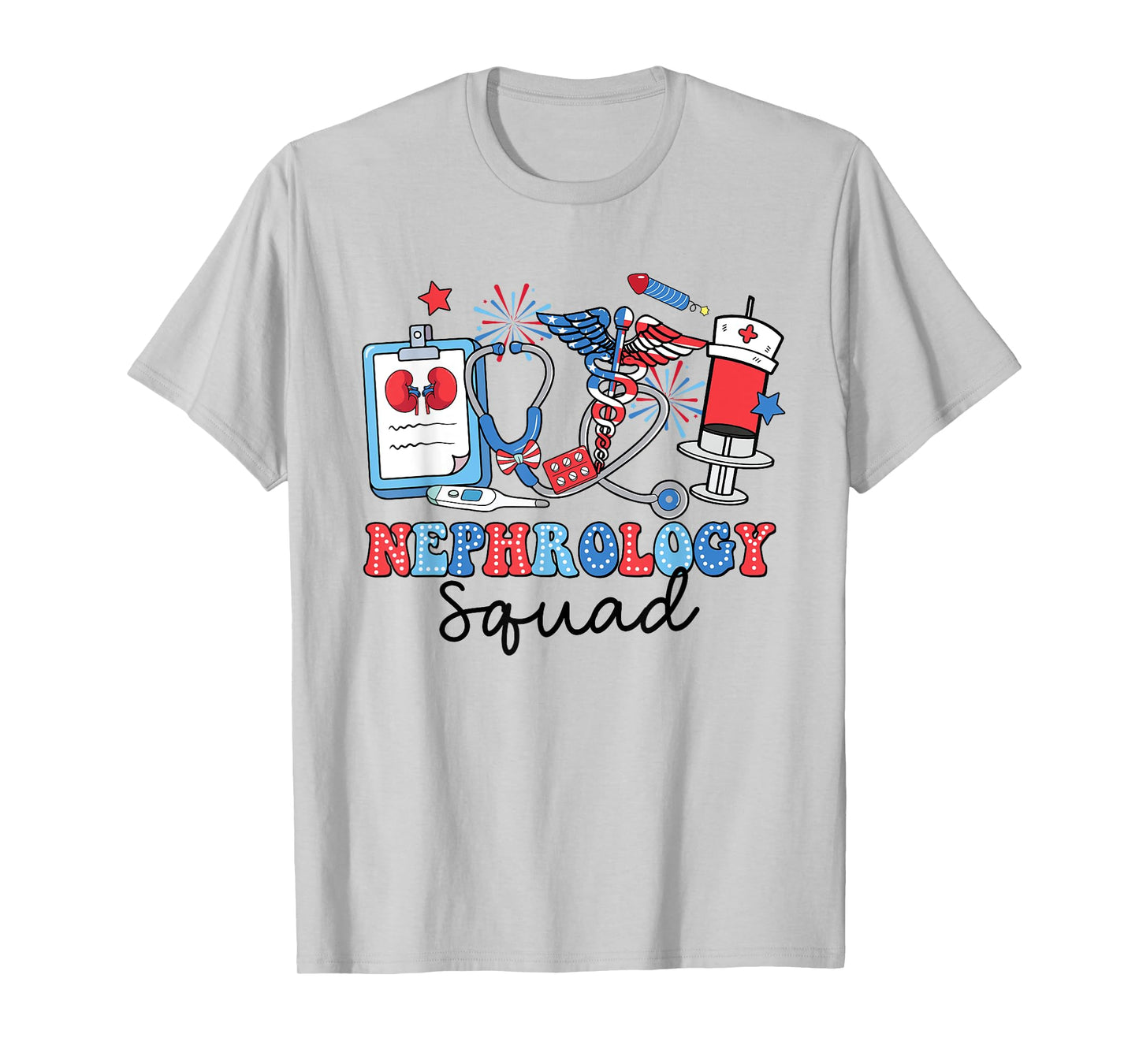 Retro Nephrology Squad USA Flag Nephrology Nurse 4th Of July Women Men T-Shirt