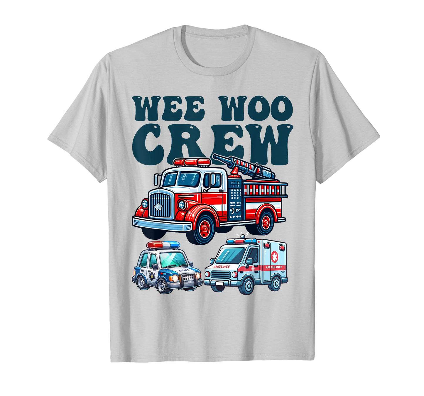 funny Wee Woo Crew Ambulance Firetruck Police Car for Kids T-Shirt