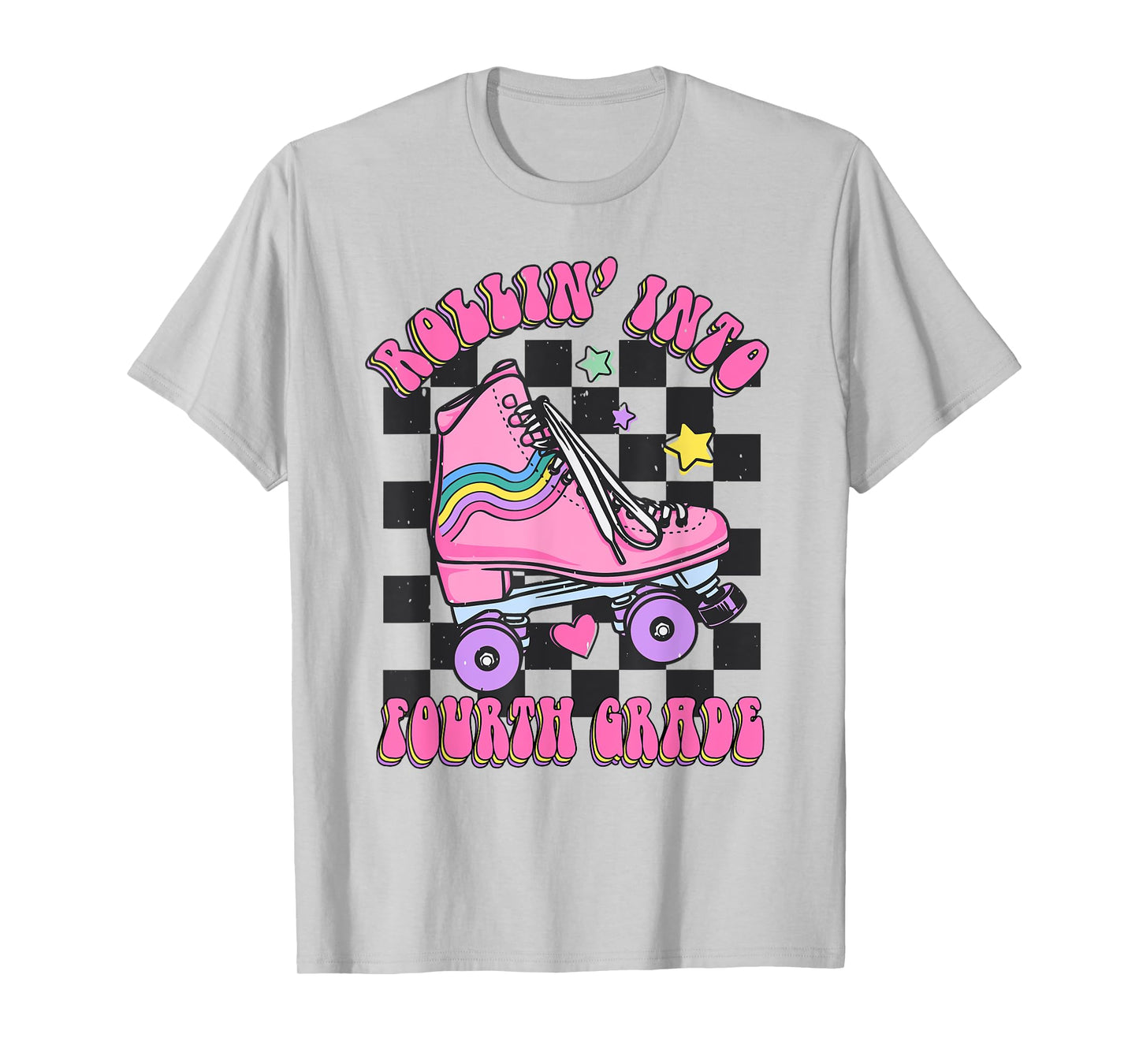 Kids Back To School Skating Rollin Into Fourth 4th Grade T-Shirt