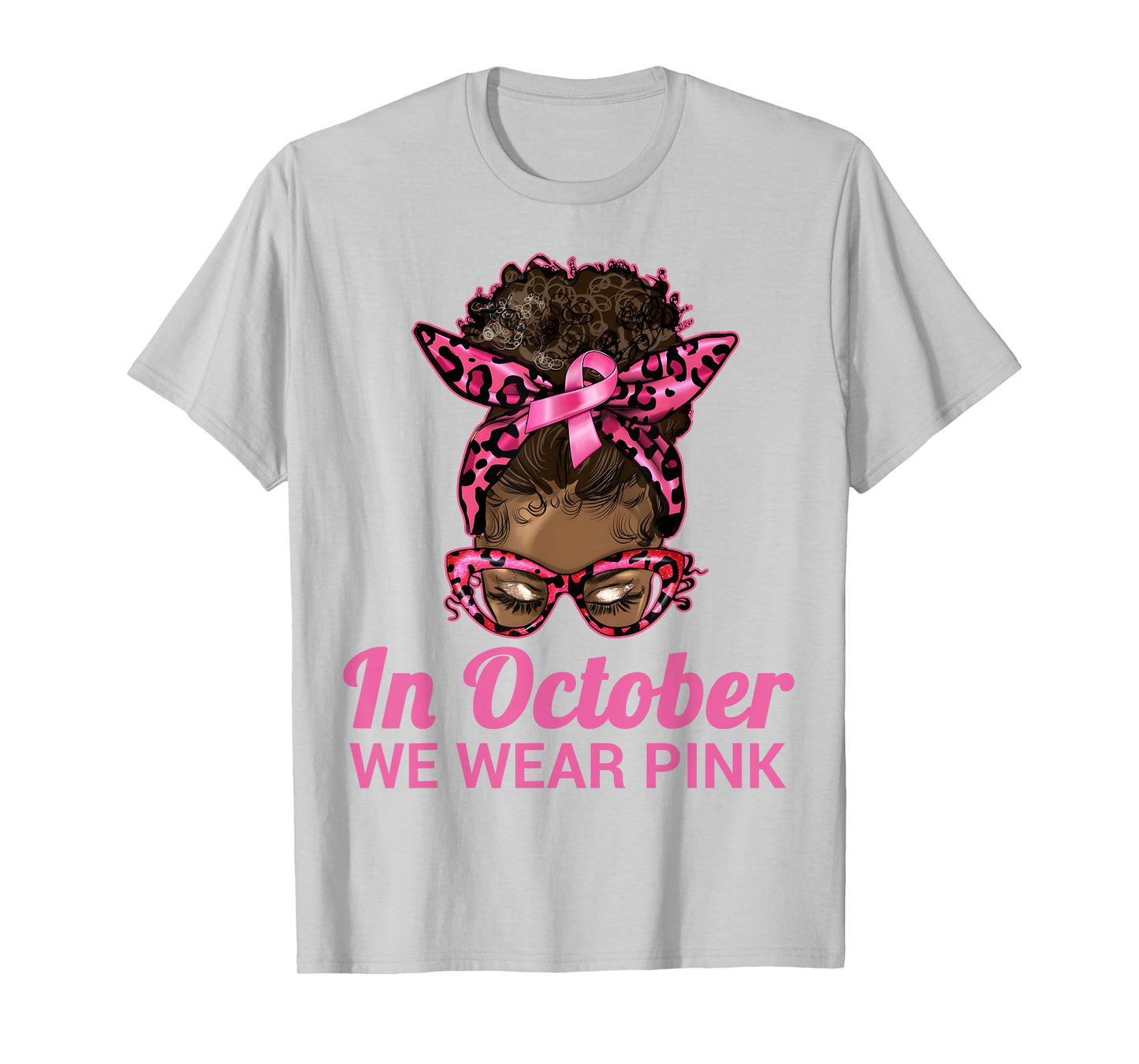 in October We Wear Pink Black Women Breast Cancer Awareness T-Shirt