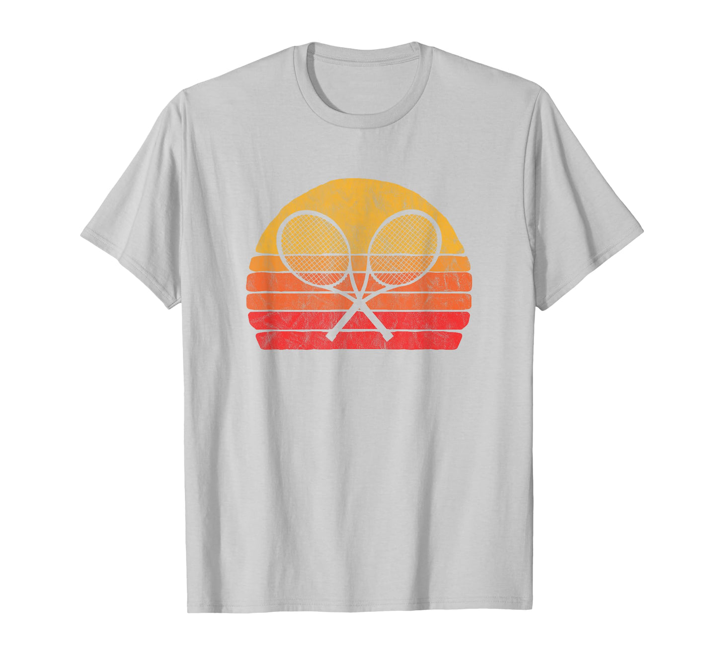 Crossed Tennis Racquets Retro 80s Sun Vintage Graphic T-Shirt