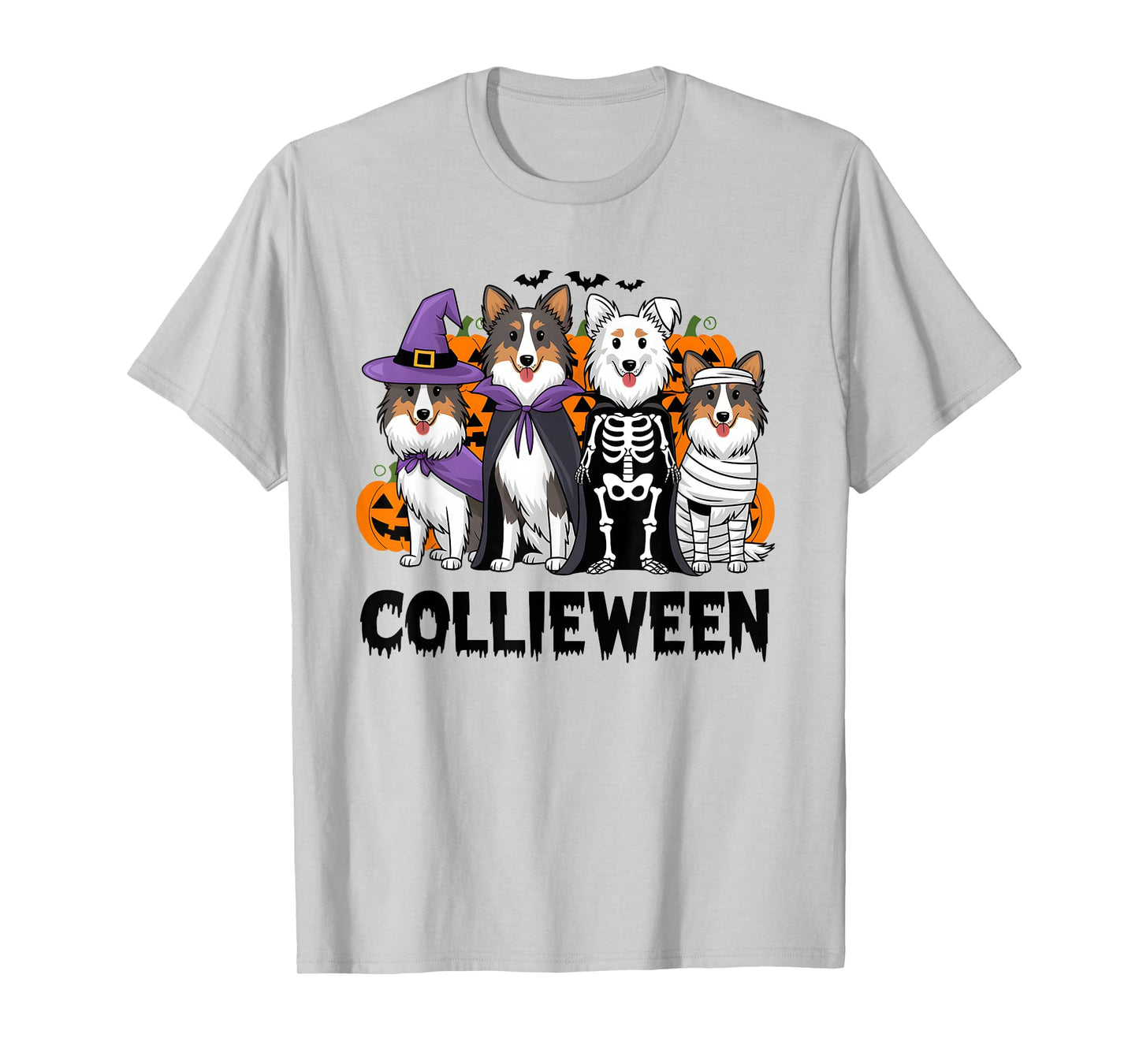 Funny Halloween Rough Collie Dog Lover Collieween Pumpkin T-Shirt
