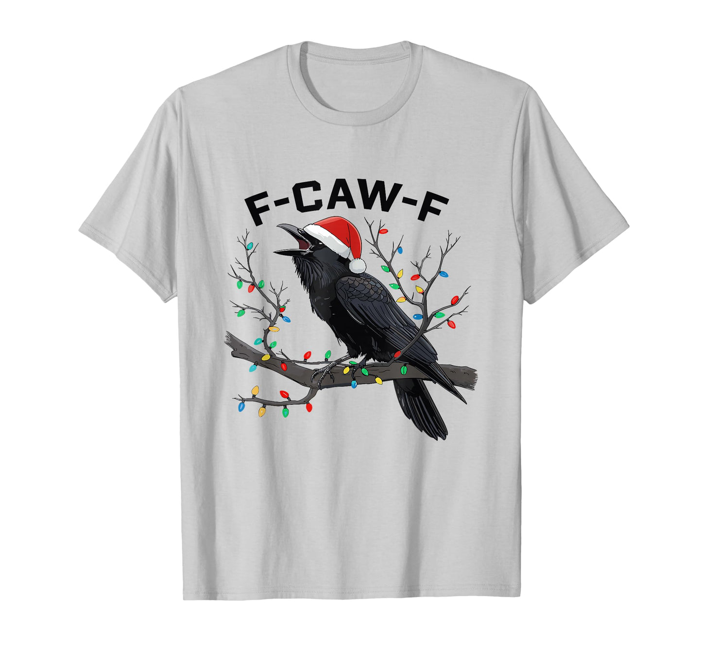 F-CAW-F Crow Raven Christmas Lights Dark Bird Crow Xmas T-Shirt