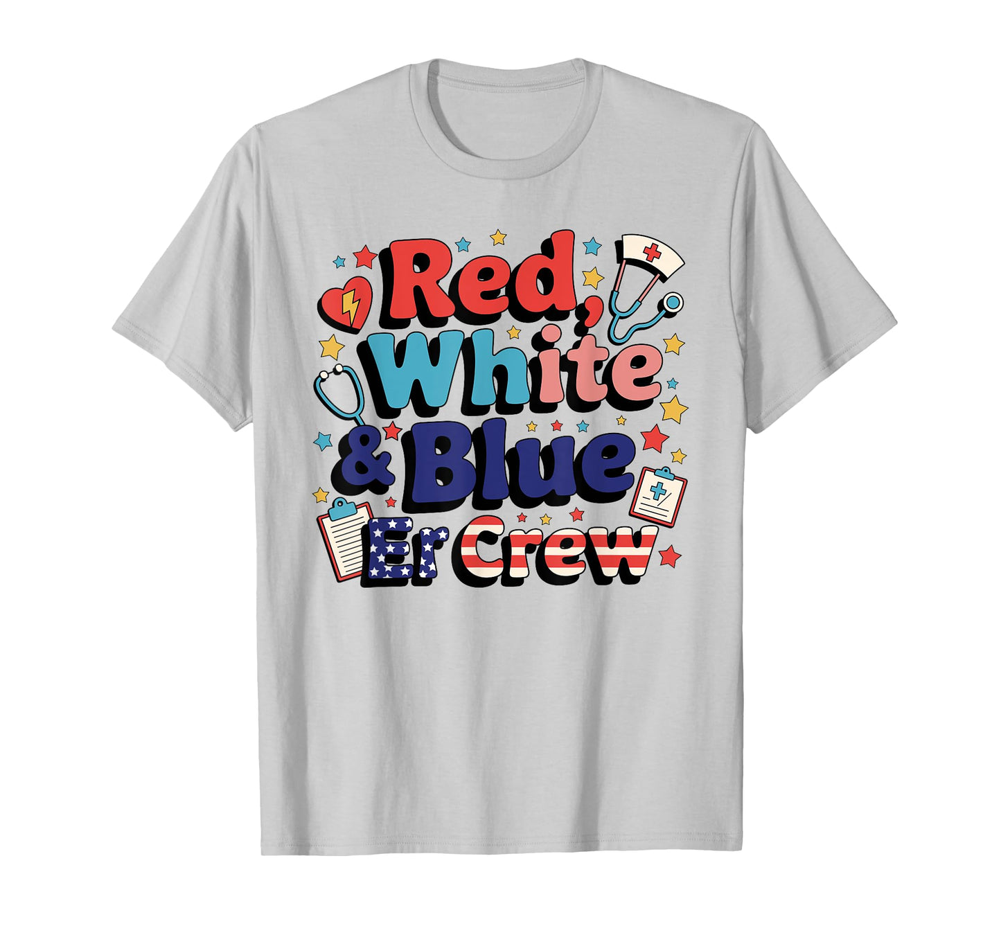 Retro Red White Blue Er Crew Emergency Room 4th Of July T-Shirt