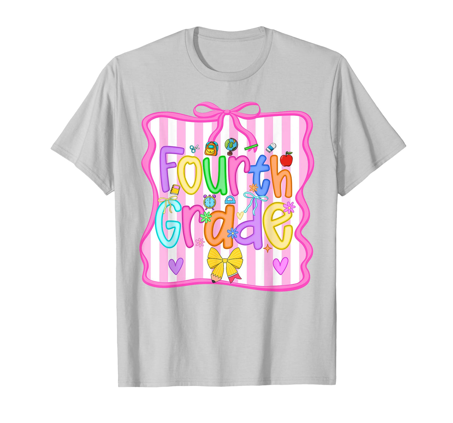 Back To School Fourth Grade Girls Bow 4th Grade Teacher Kids T-Shirt
