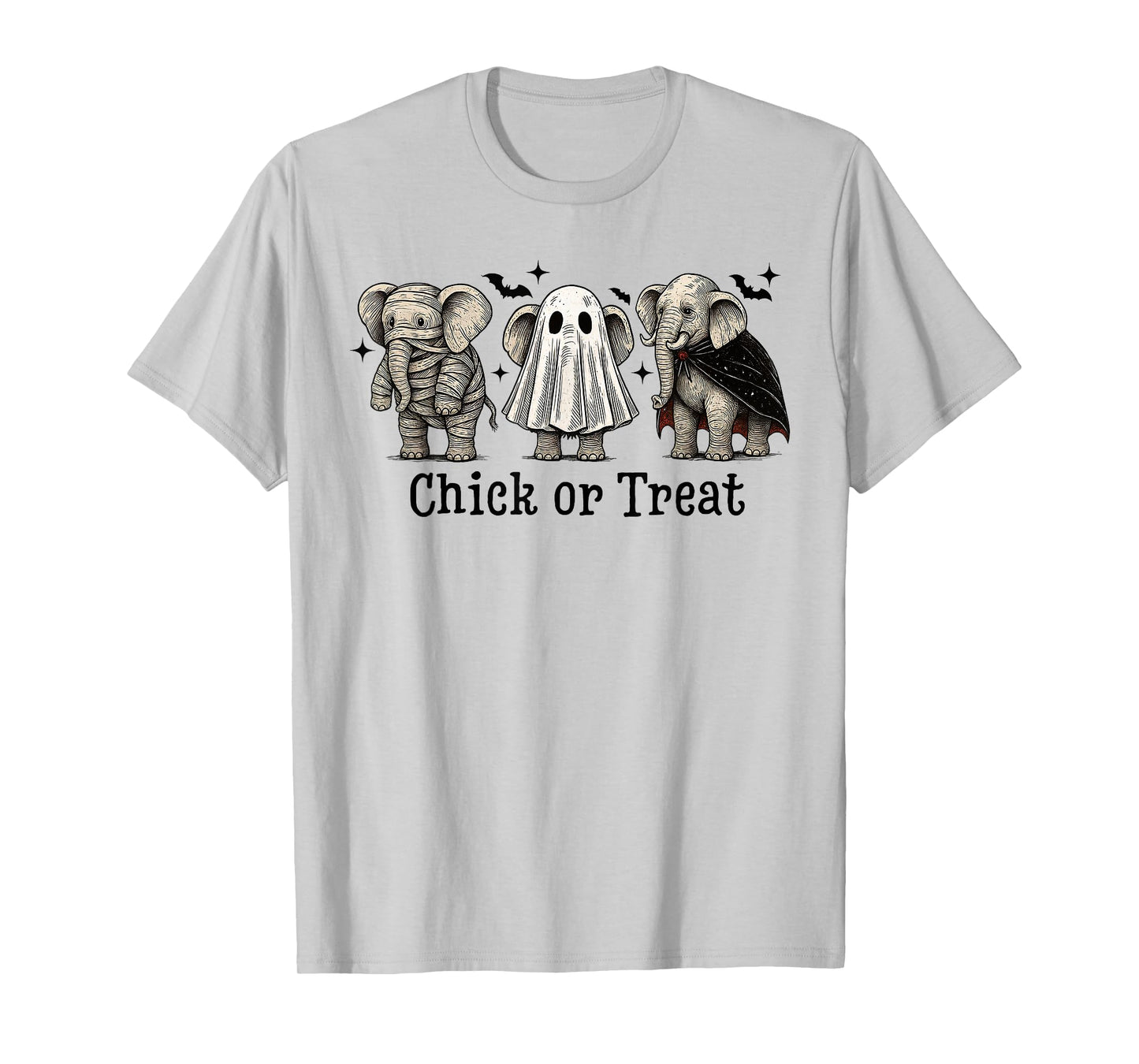 Chick Or Treat Elephant Ghost Spooky Skeleton Halloween Kids T-Shirt