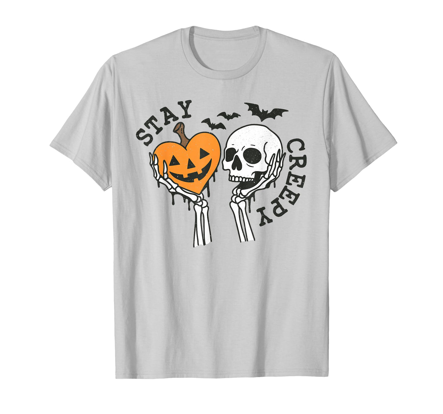 Stay Creepy Dripping Heart Halloween Skeleton Hand Spooky T-Shirt