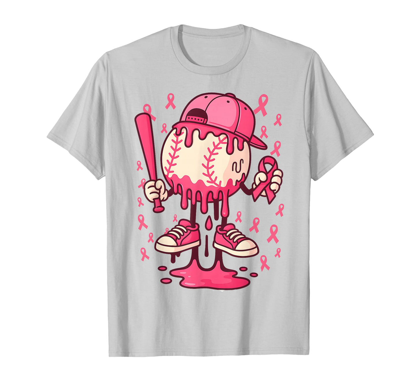Baseball Drip Ice Cream Breast Cancer Awareness Boys & Girls T-Shirt