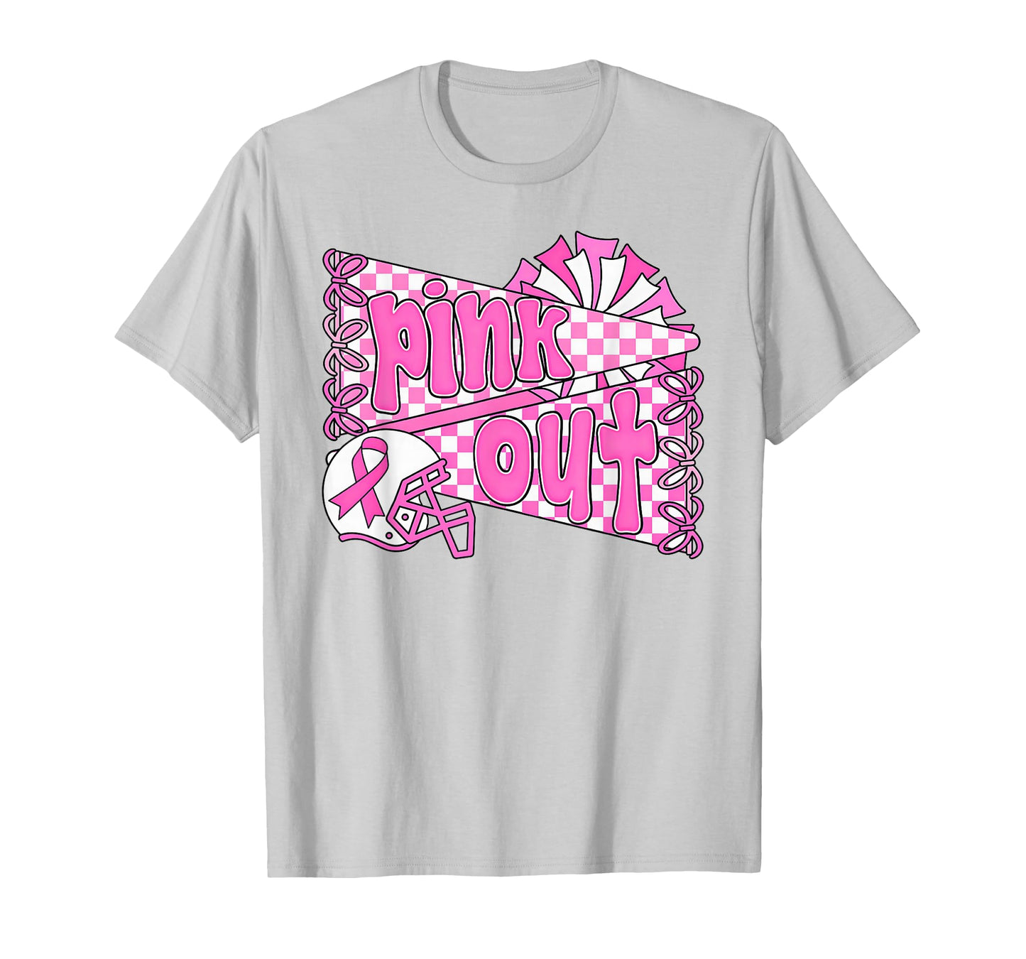 Cheer Pennants Pink Out Football Breast Cancer Awareness T-Shirt