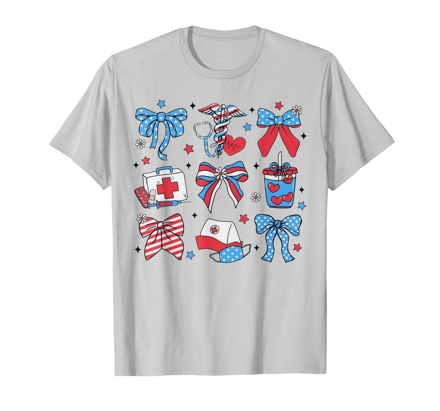 Coquette Bow Emergency Nurse ER Nurse Patriotic 4th Of July T-Shirt