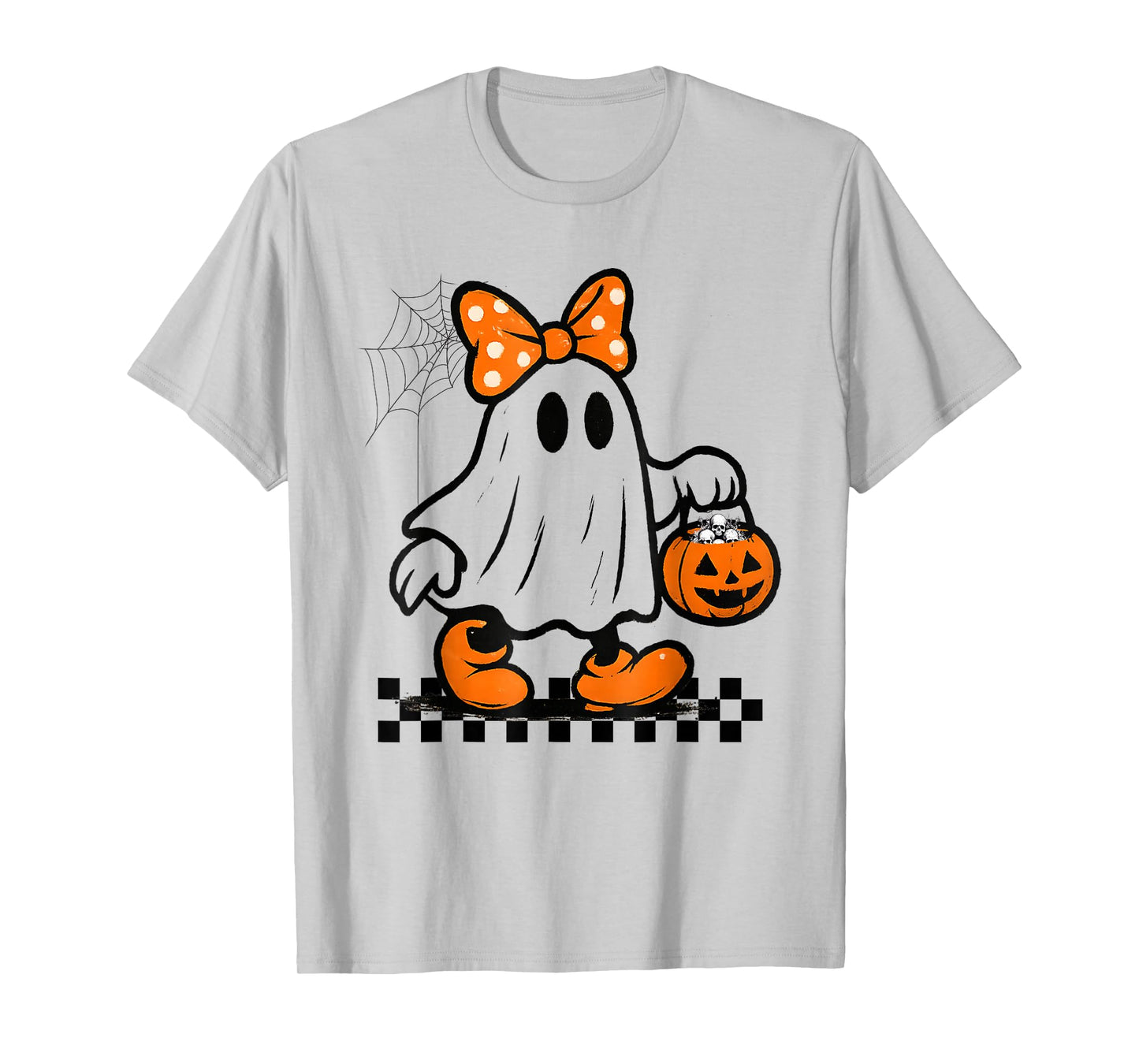 Spooky Season Retro Ghost Creepy Holding Pumpkin Halloween T-Shirt