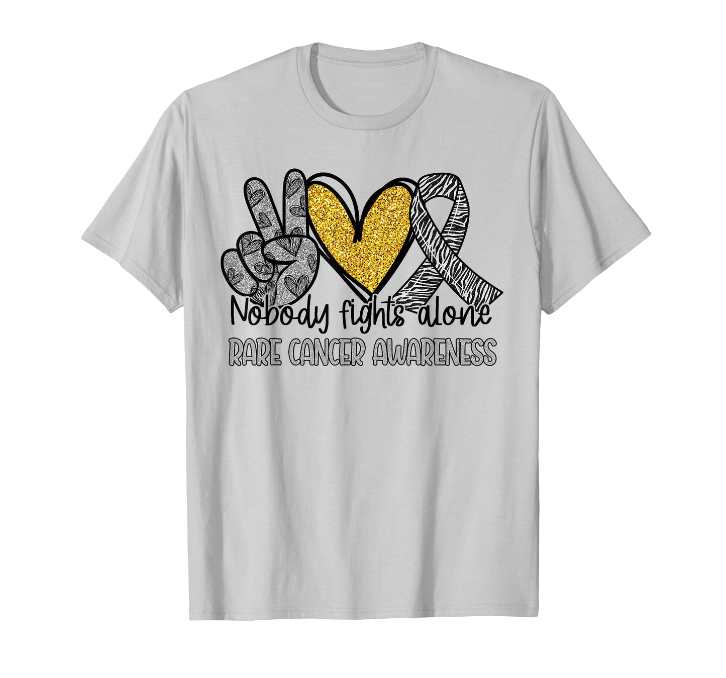 Nobody Fights Alone Zebra Ribbon Rare Cancer Awareness T-Shirt