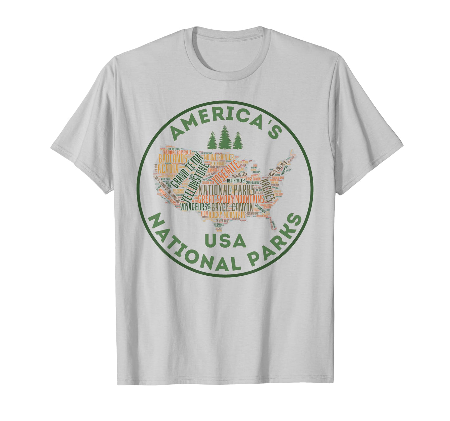 National Parks Map Hiking Travel Camping Outdoors Retro USA T-Shirt