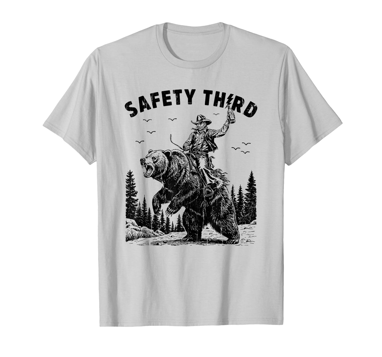 Safety Third, Funny Guys, Grizzly Bear, Cowboy Western T-Shirt