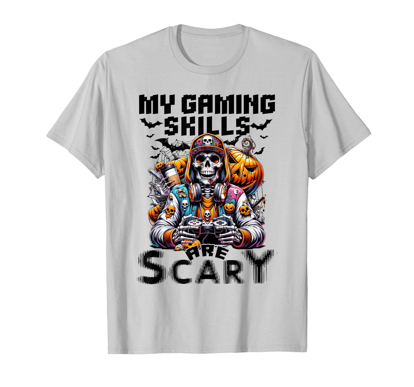 My Gaming Skills are Scary Halloween Gamer Boys Kids T-Shirt