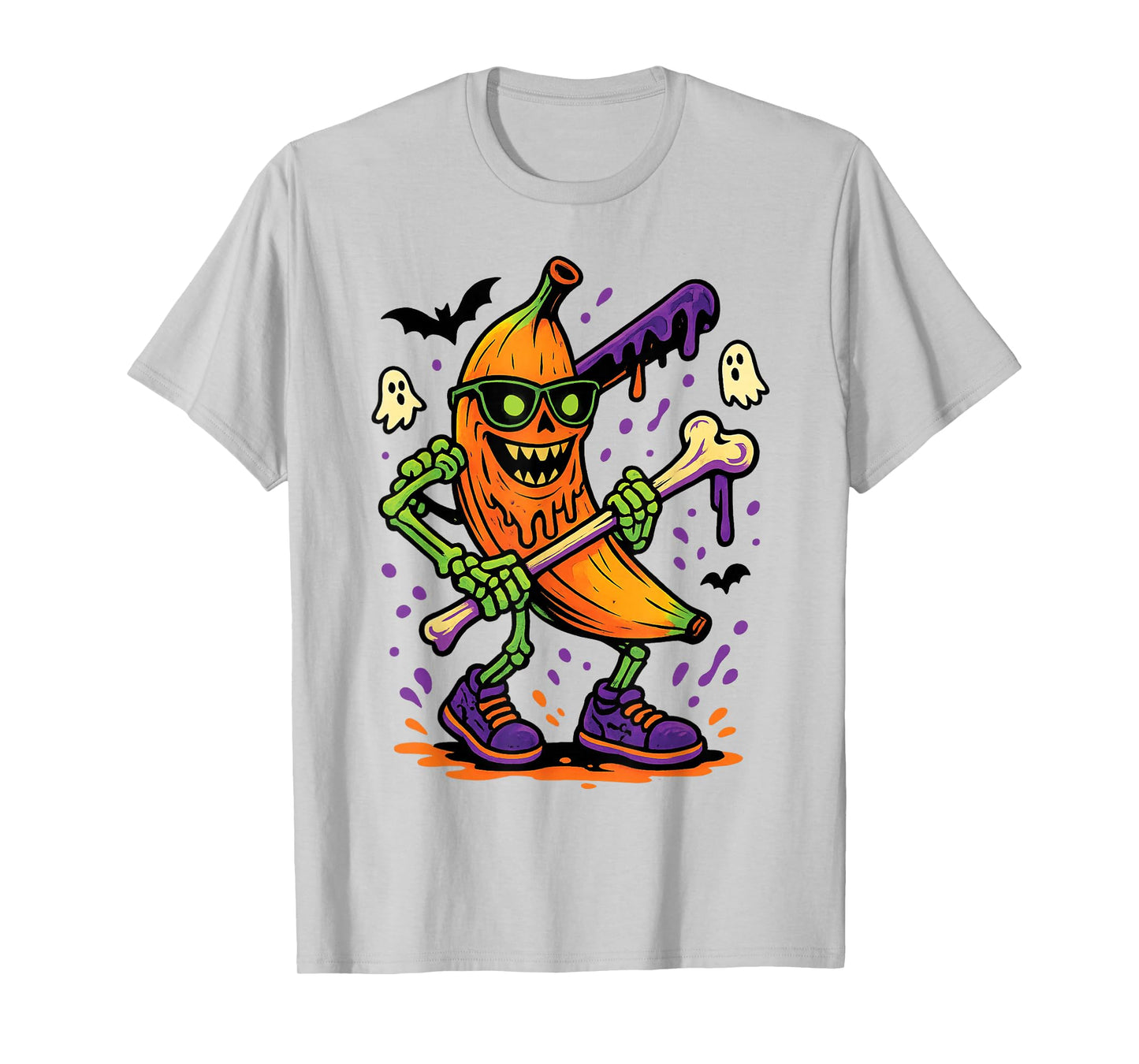 Funny Spooky Banana Skeleton Halloween Kids Youth Boys Girls T-Shirt