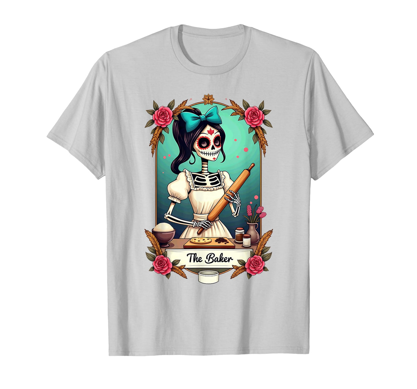 Tarot Card Skeleton Chef The Baker Halloween T-Shirt