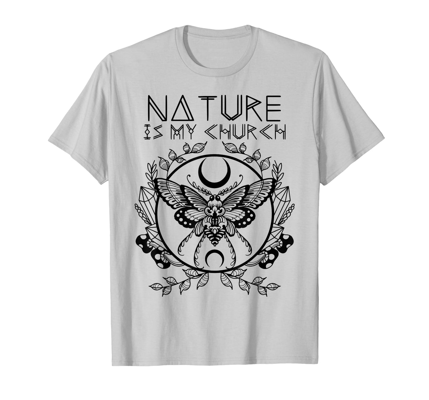 Nature Is My Church Moon Moth Witchcraft Wiccan Witch T-Shirt