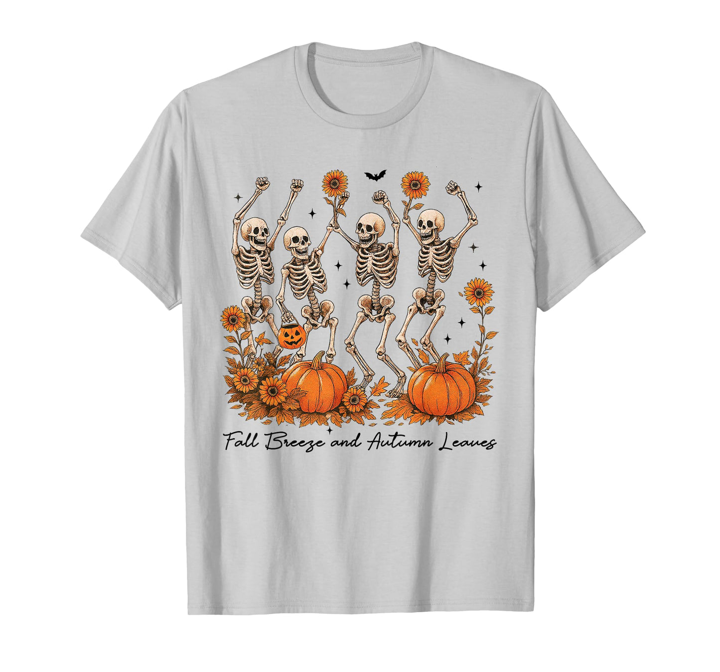 Fall Breeze and Autumn Leaves Skeleton Pumpkin Spice T-Shirt