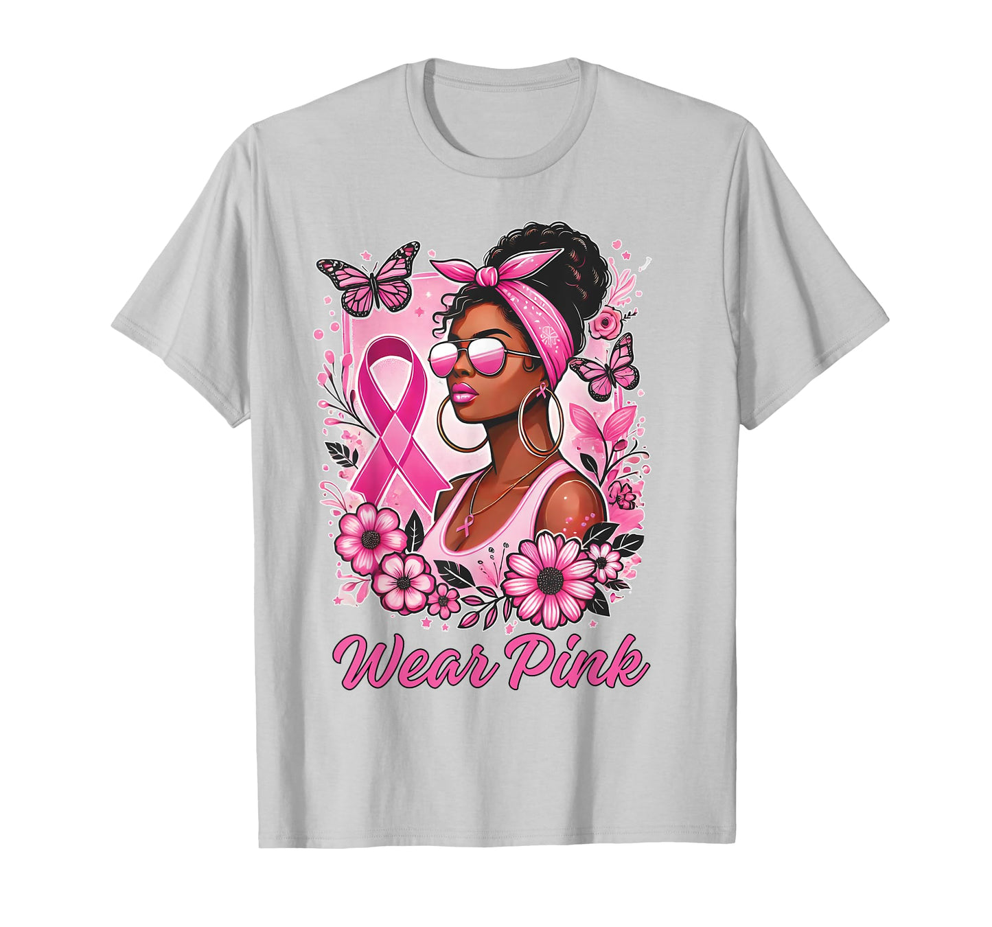 Breast cancer awareness Wear Pink African American support T-Shirt