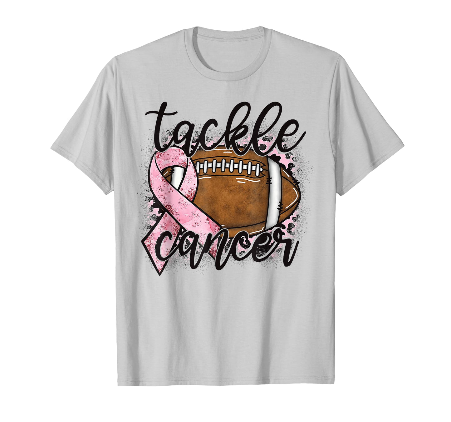 Tackle Cancer Football Pink Ribbon Breast Cancer Awareness T-Shirt