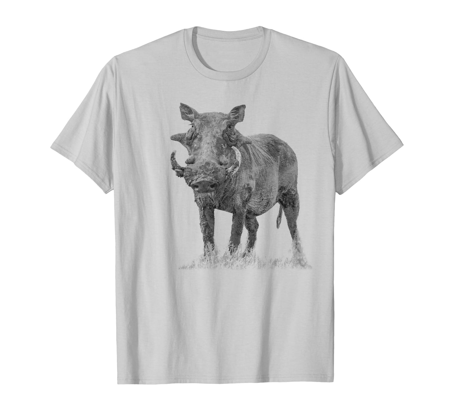 SM's Wild for Africa Apparel Warthog Boar Full Figure Artwork Unisex-Adults T-Shirt Grey Small Animal Print T-Shirt