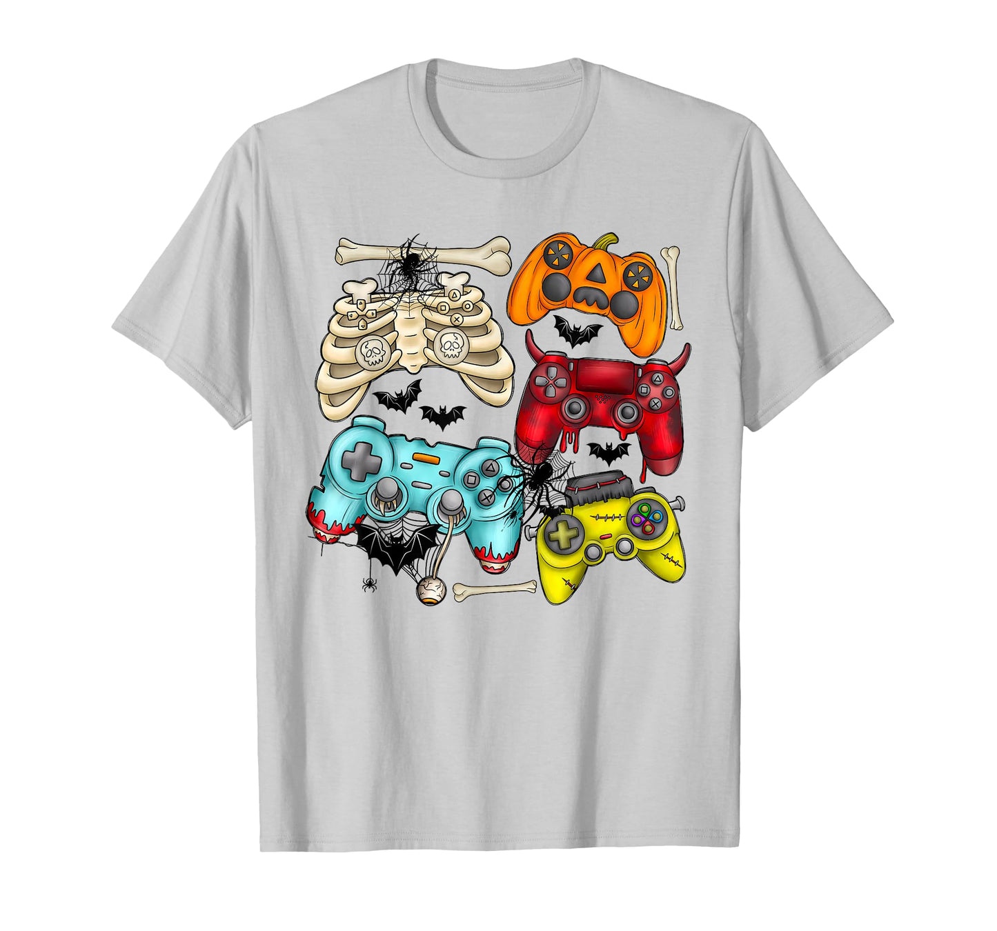 Halloween Skeleton Zombie Gaming Controllers Mummy Boys Kids T-Shirt