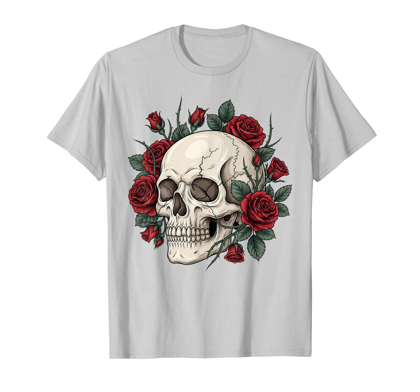 Rose Skeleton Skull Flower Gothic Halloween Costume Floral T-Shirt
