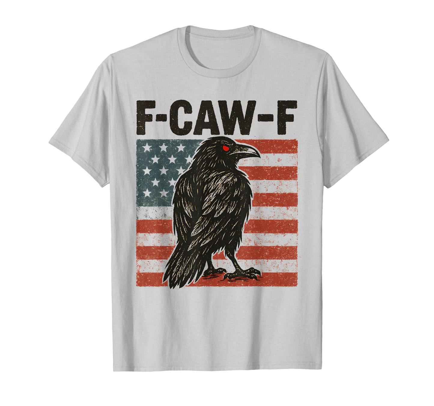 F Caw F Crow Vintage American Flag Fcawf Raven Bird Fawk Off T-Shirt