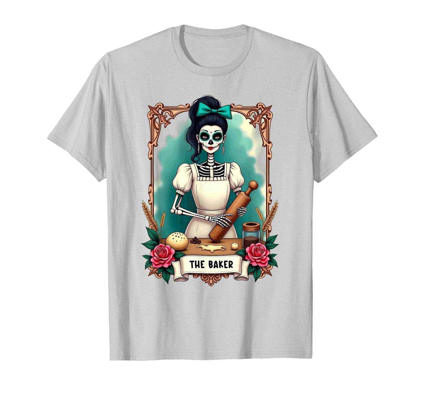 Tarot Card Skeleton Chef The Baker Halloween T-Shirt