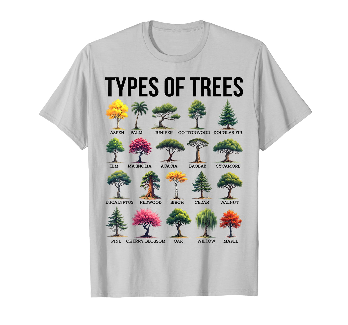 Types Of Trees Different Tree Species Dendrology Environment T-Shirt