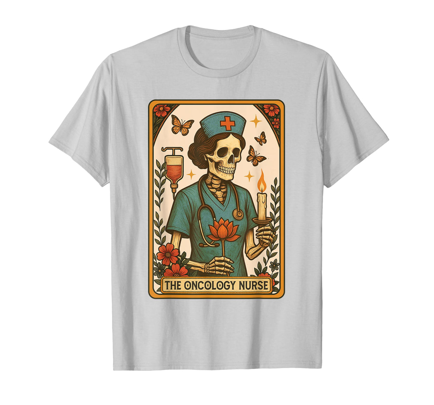 Oncology Nurse Tarot Card Skeleton Nursing Medical Student T-Shirt