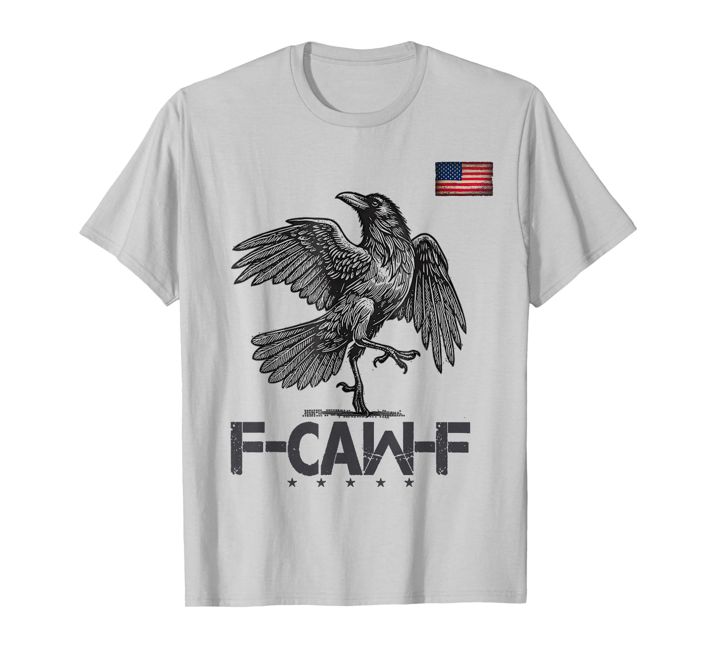 Funny F CAW F Crow Black Bird USA Vintage Flag (On Back) T-Shirt
