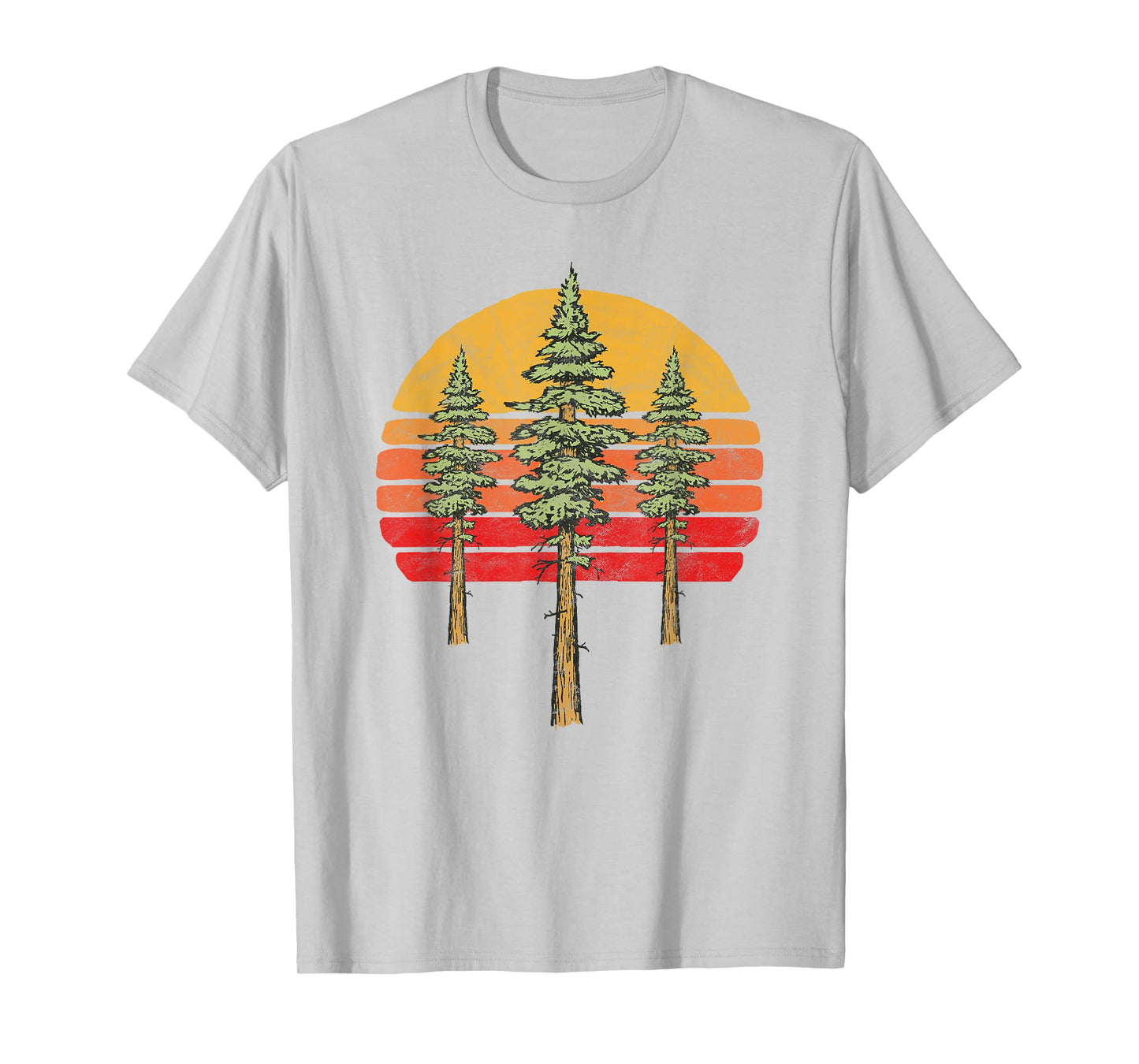 Retro Sun & Three Minimalist Redwood Trees Graphic T-Shirt