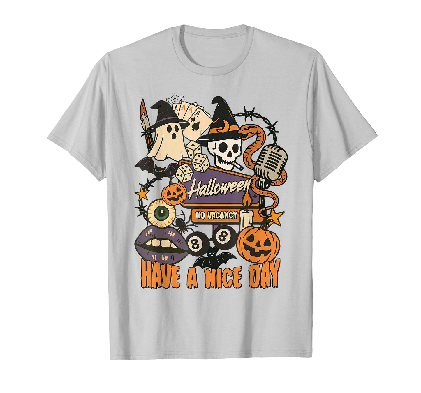 Halloween Vibes Spooky Season Skeleton Motel Have A Nice Day T-Shirt