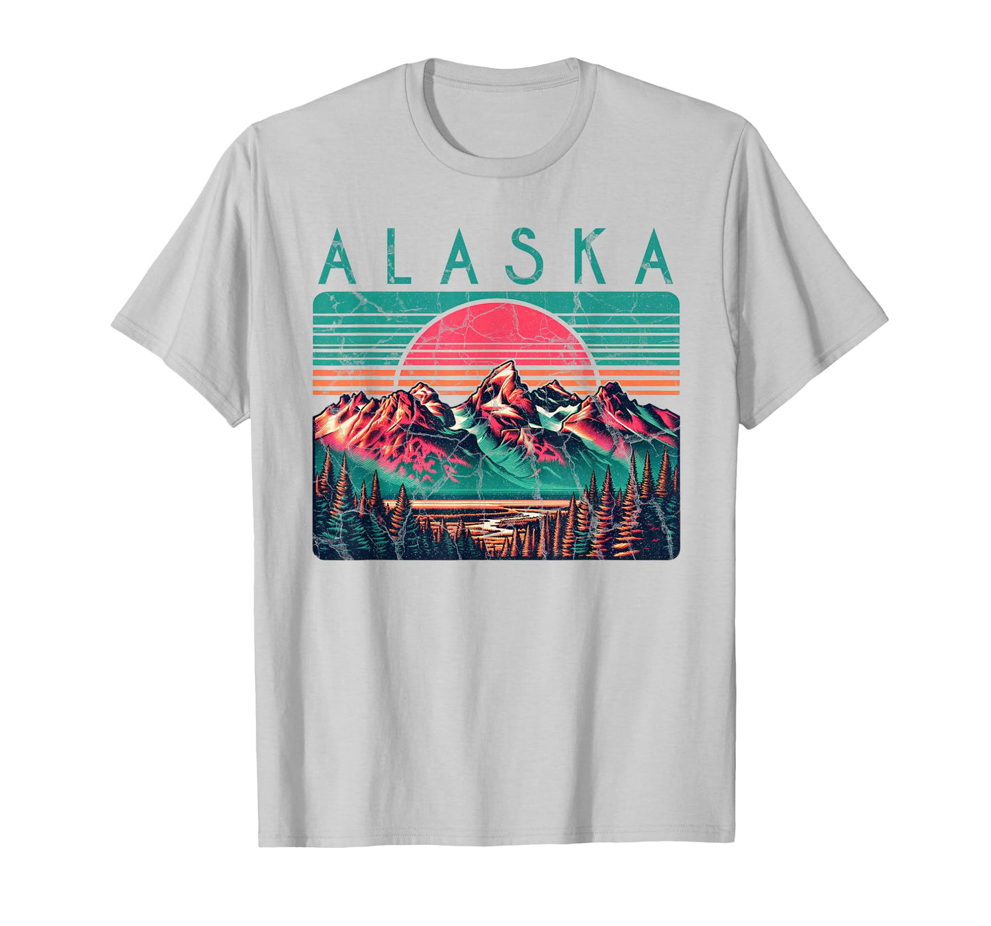 Alaska USA Outdoor Vintage Unisex-Adults, Kids Blue Retro Alaska T-Shirt