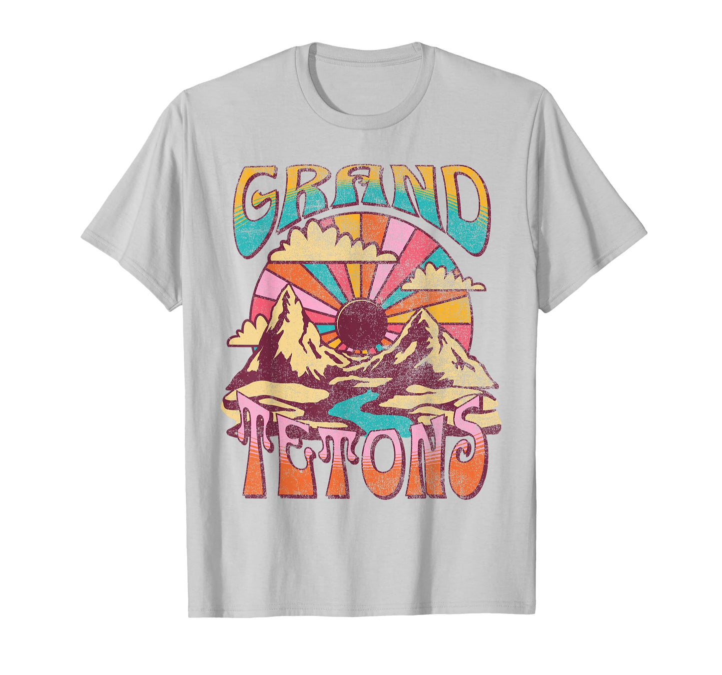 Grand Teton Wyoming Nature Hiking Mountains Outdoors Vintage T-Shirt
