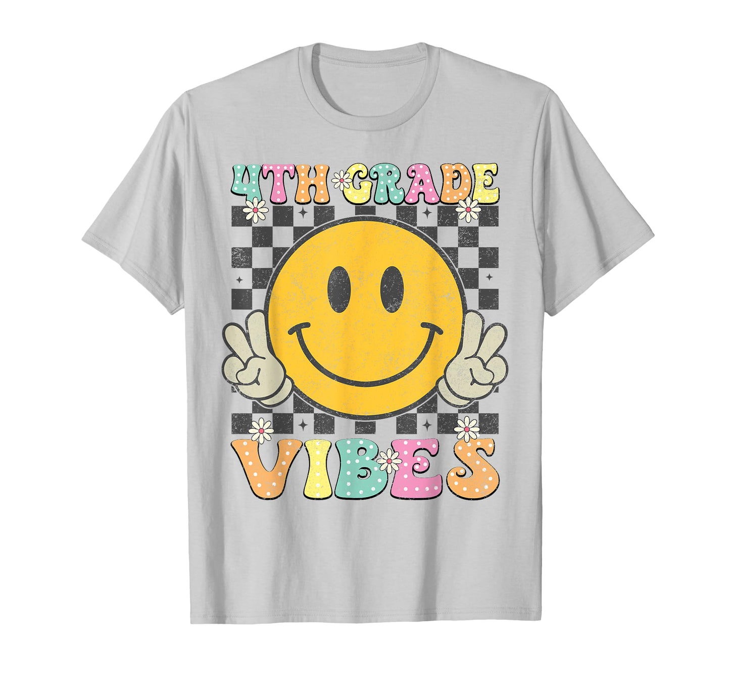 Girls 4th Grade Vibes Smile Face Back to School Fourth grade T-Shirt