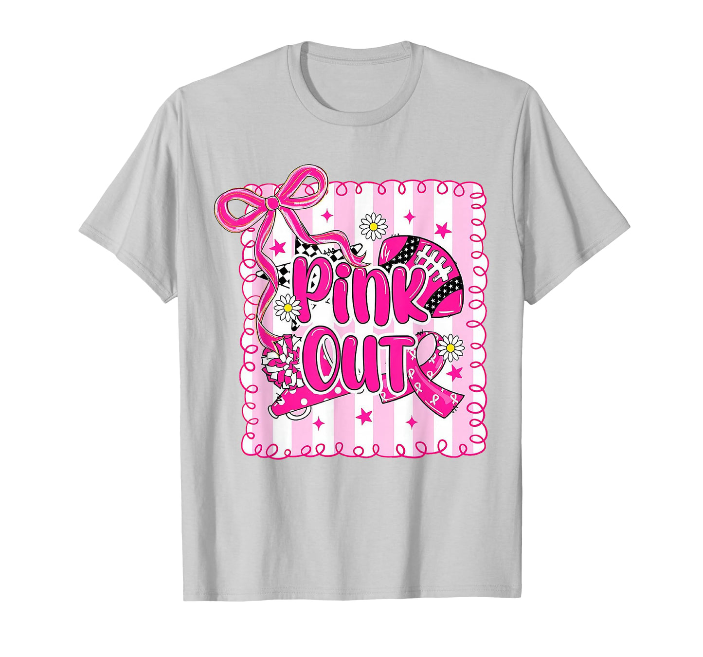 Football Pink Out Team Breast Cancer Awareness Month T-Shirt