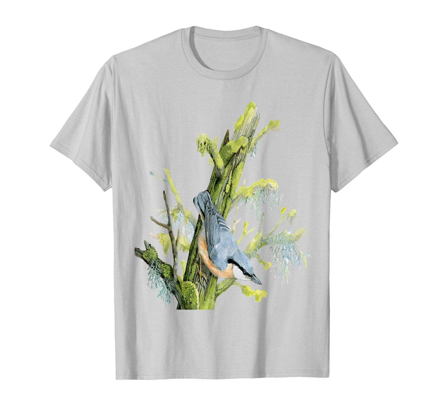 Nuthatch On Tree - Animal Lovers Bird Design T-Shirt