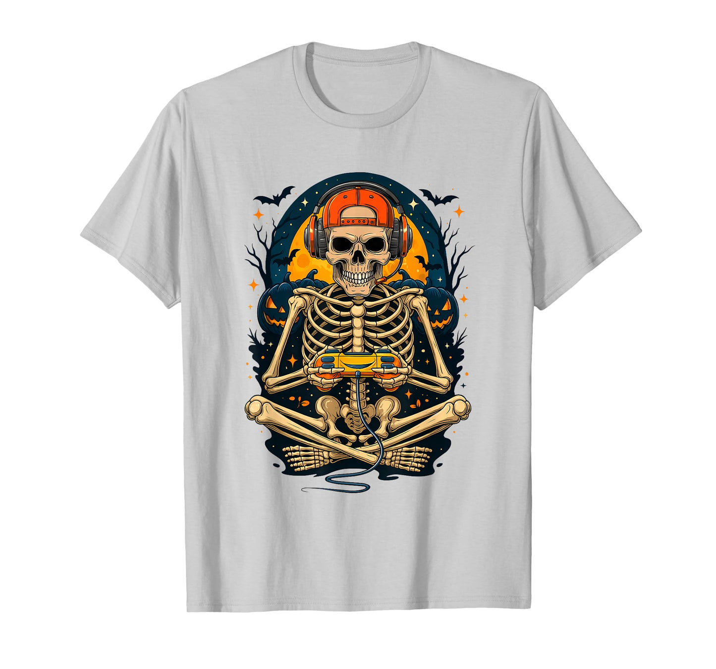 Funny Halloween Skeleton Gaming Lover Creepy Spooky October T-Shirt