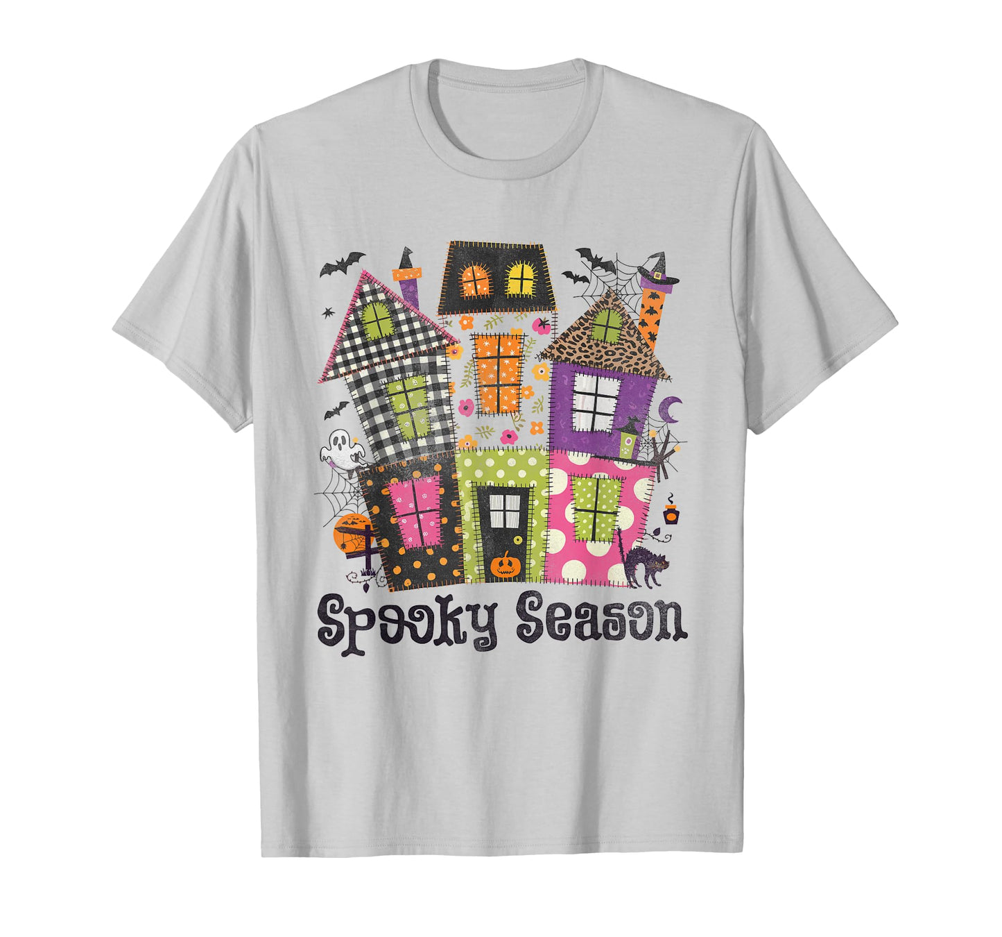 Preppy Spooky Season Patchwork House Boho Halloween Costume T-Shirt