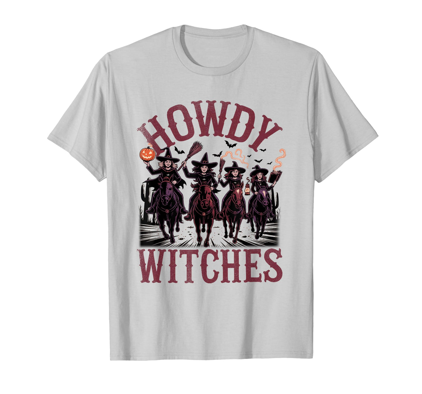 Vintage Witch Howdy Cowgirl Sunset Ride Witches Halloween T-Shirt