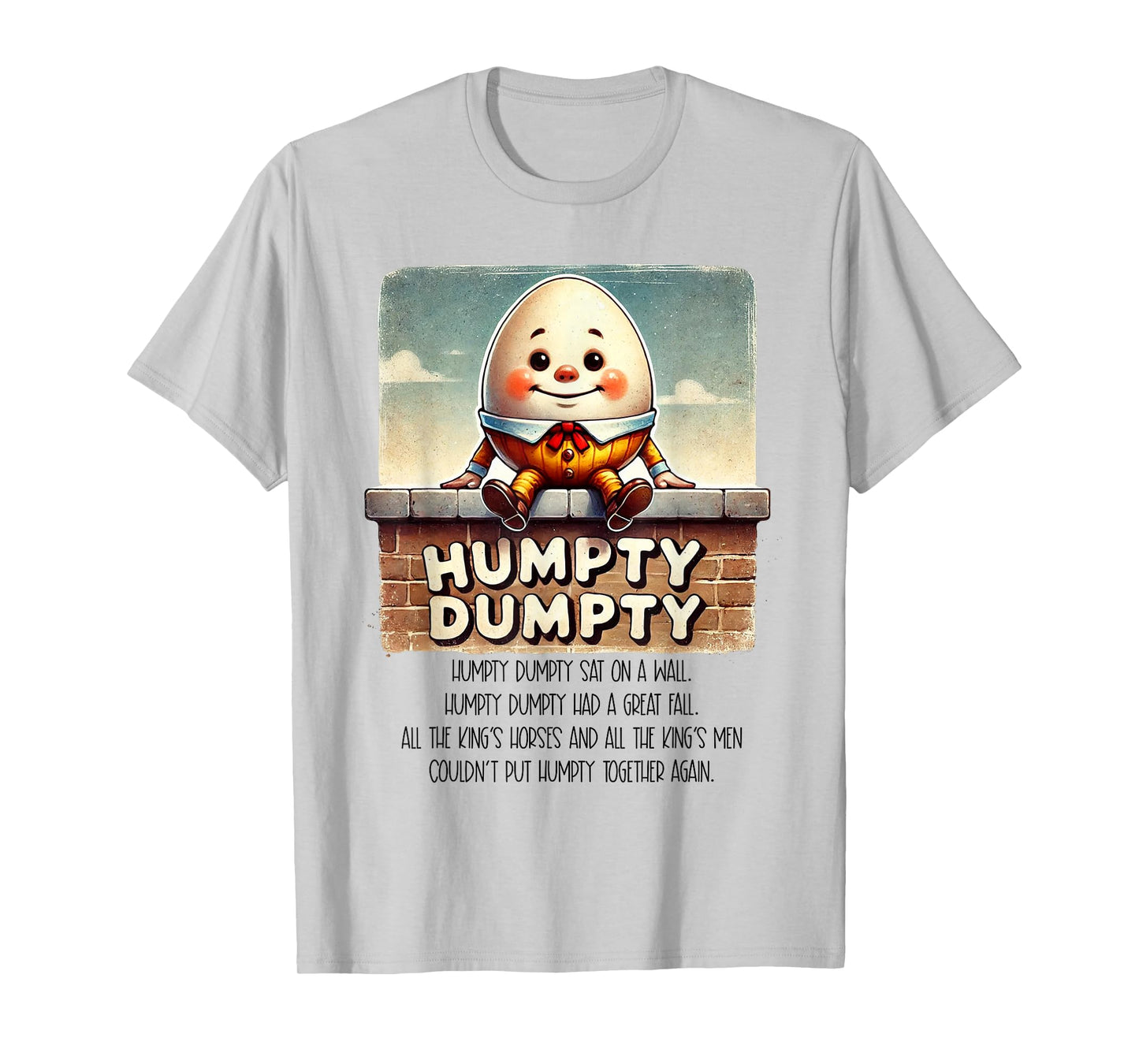 Humpty Dumpty Kids Nursery Rhyme Retro Humpty Dumpty Poem T-Shirt