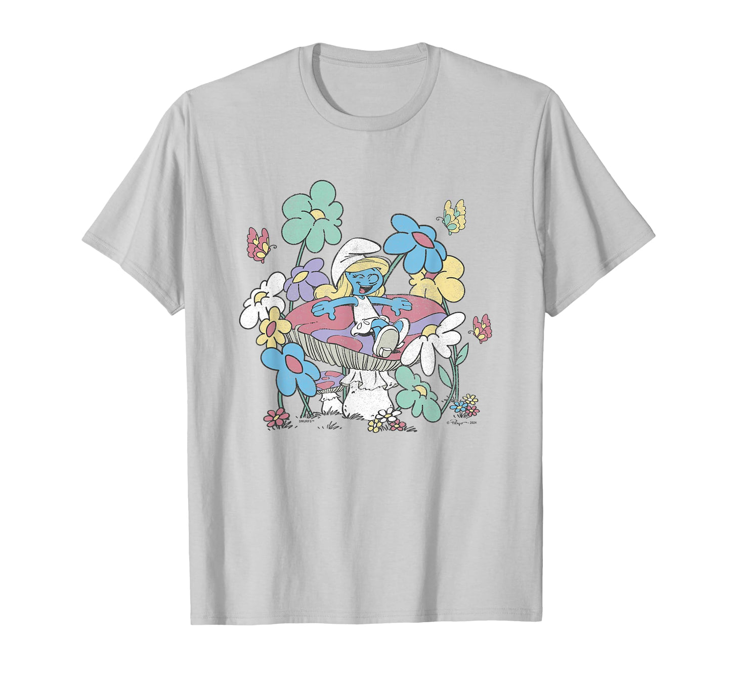 The Smurfs Smurfette Having Fun In Nature Distressed T-Shirt