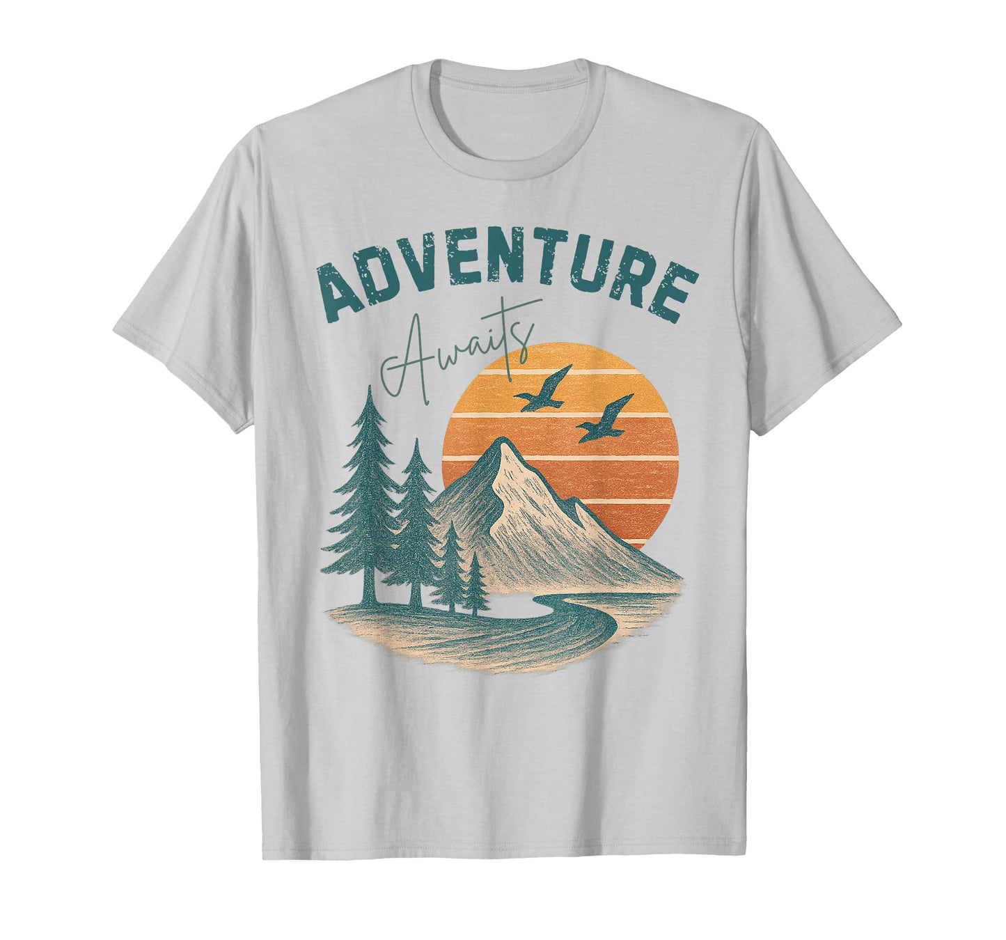 Adventure Await Vintage Mountain Hiking Funny Hiking T-Shirt