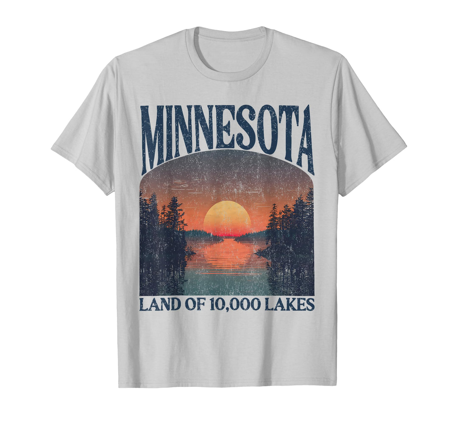 Minnesota Land Of 10000 Lakes Sunset Nature Vintage Style T-Shirt